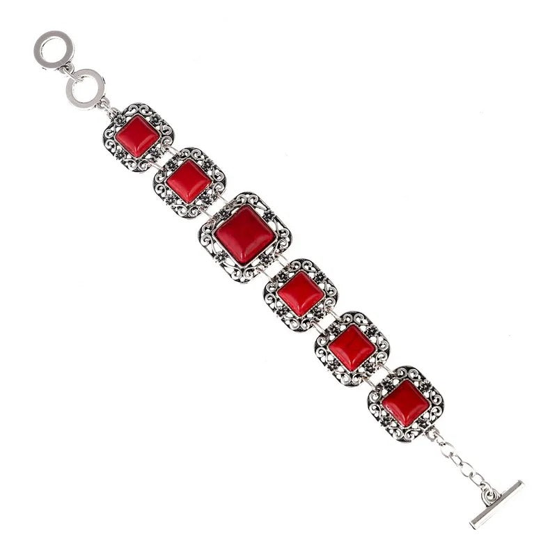 Trendy Boho Red Stone Adjustable Bracelets Bangle