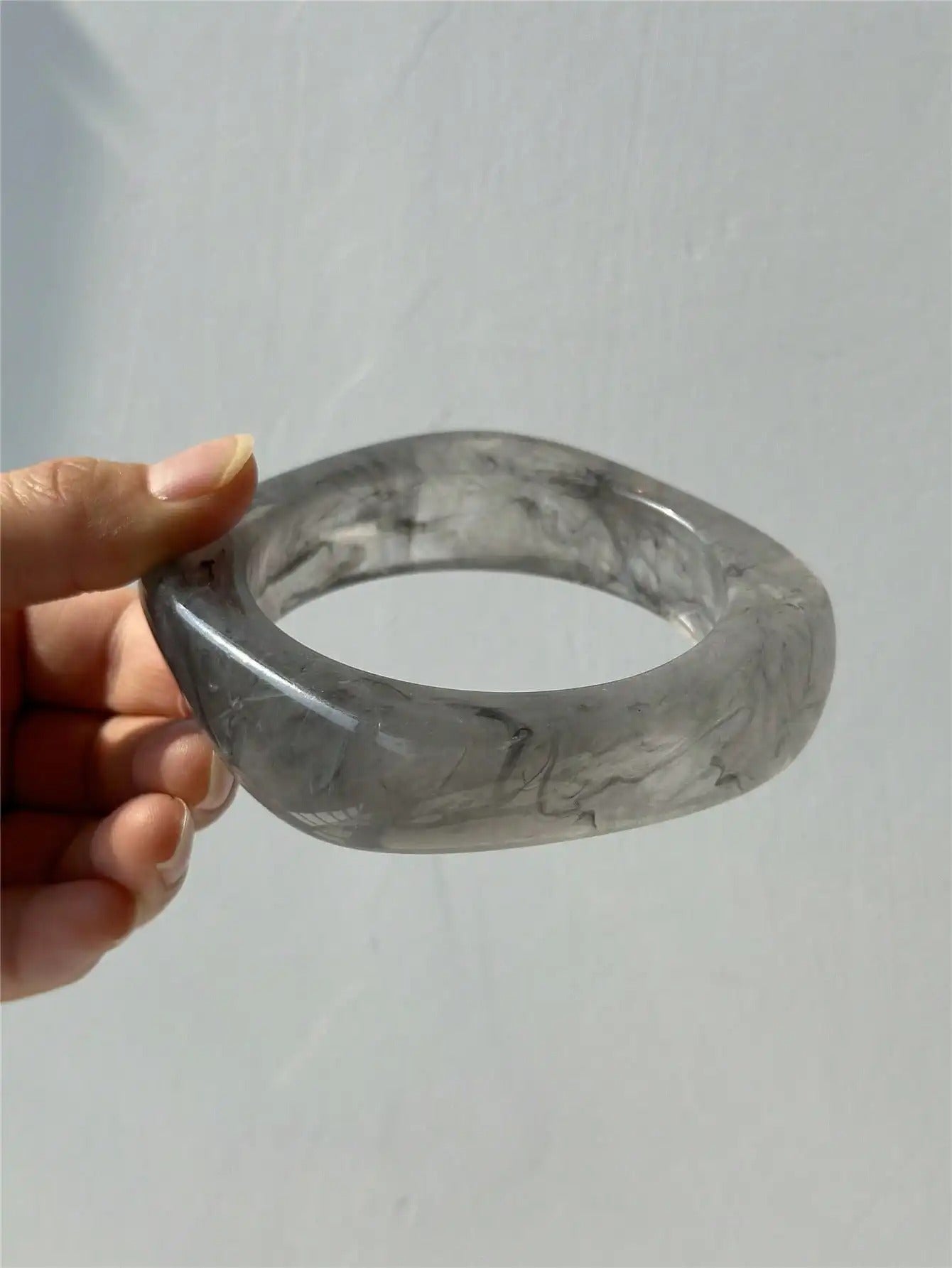 Transparent Gray-Black Resin Bracelet