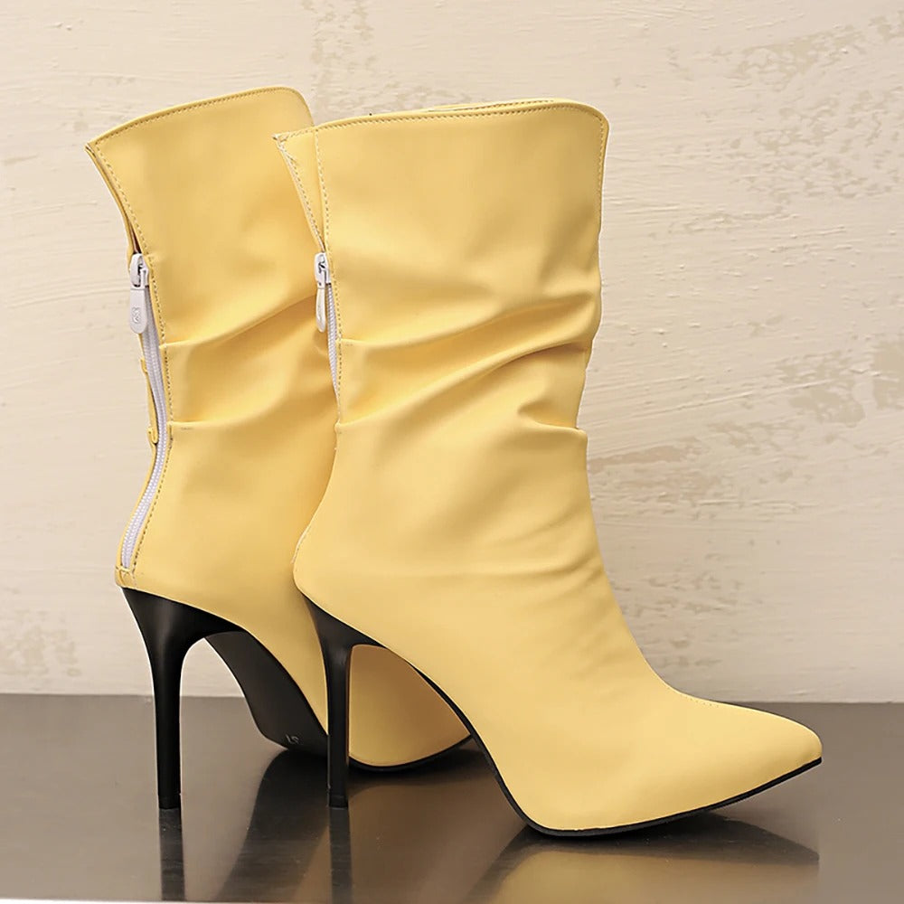 Pointed Toe High Heel Lady Mid-Calf Boots