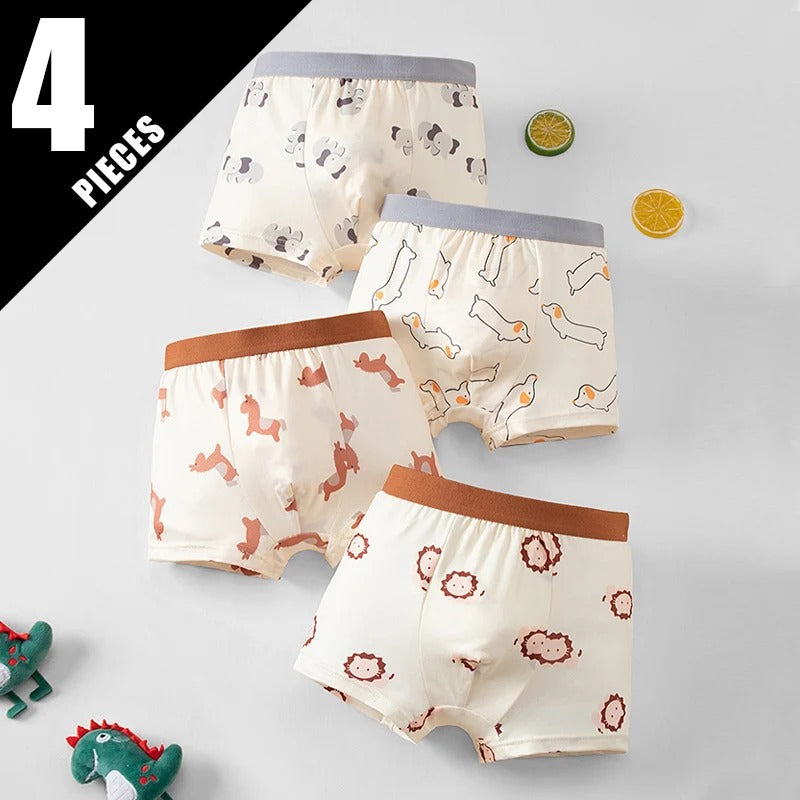 4 Pcs Children's Dinosaur Game Machine Printing Fashion Boxer Shorts