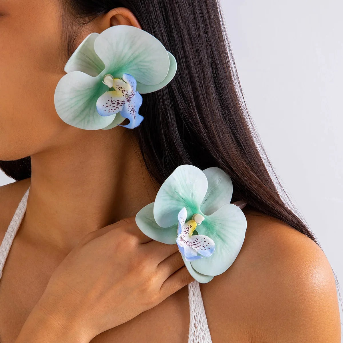 Fashion Butterfly Orchid Stud Earrings for Wome