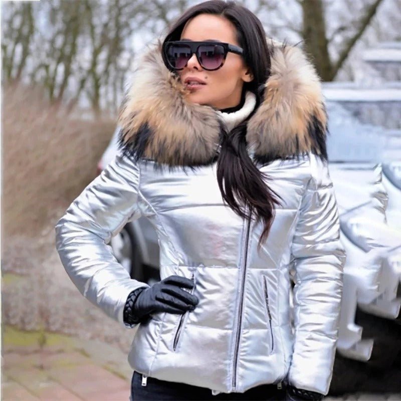 Warm Outwear Hooded Fur Collar Jacket