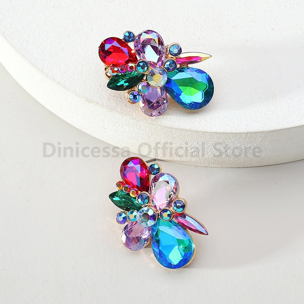 Luxury Unusual Glass Stud Earrings For Women Accessories.