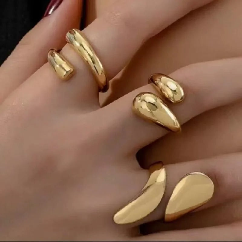 Men's And Women's Ring Set with Unique Geometric Hollow