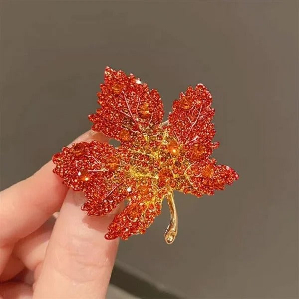 Luxury Red Zircon Maple Leaf Jewelry Set