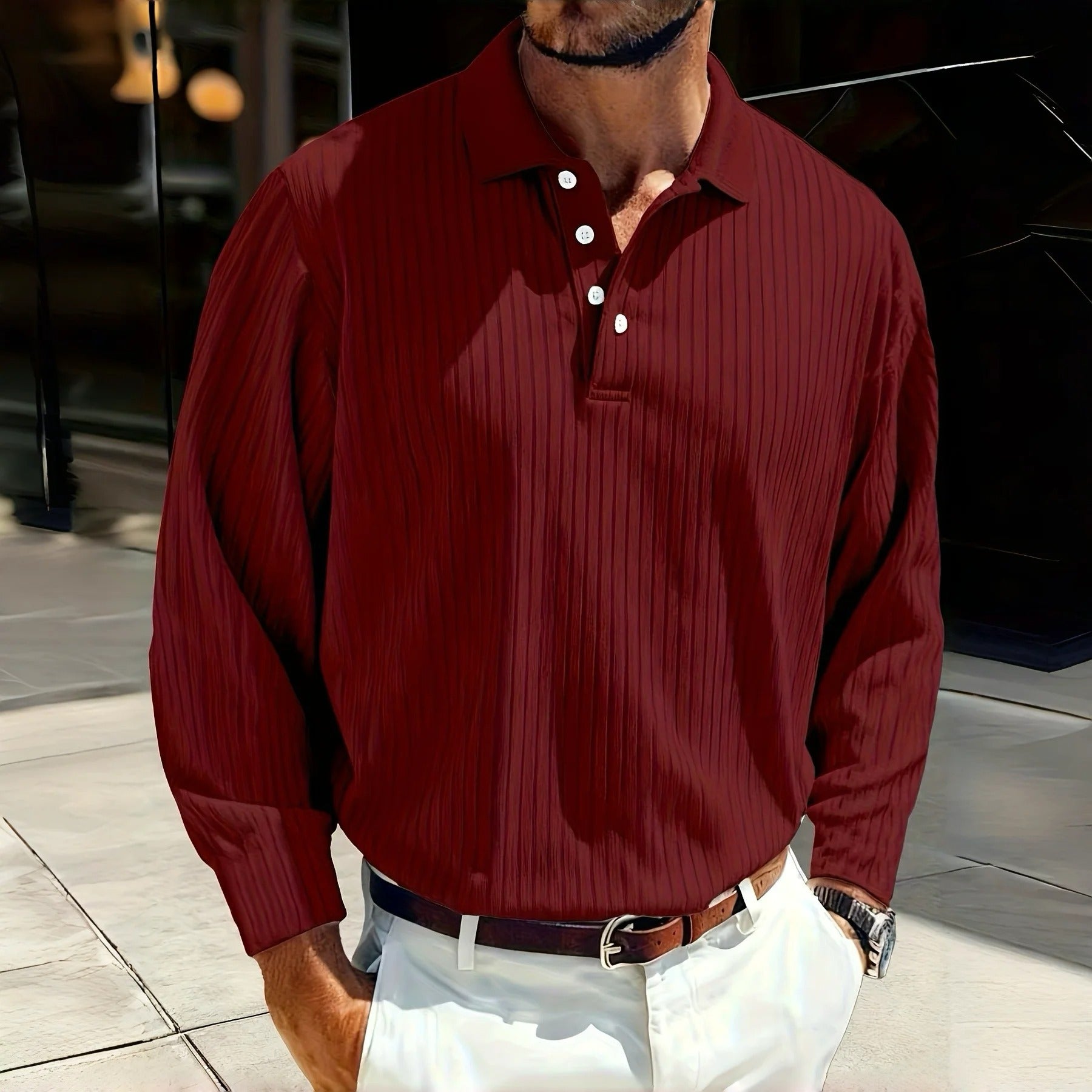Vintage Striped, Stretch Long-Sleeve, Casual Sporty Style
