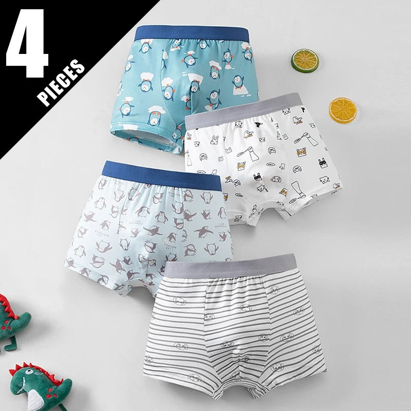 4 Pcs Children's Dinosaur Game Machine Printing Fashion Boxer Shorts
