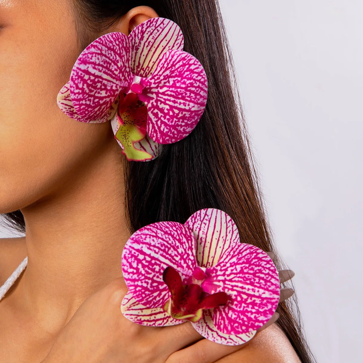 Fashion Butterfly Orchid Stud Earrings for Wome