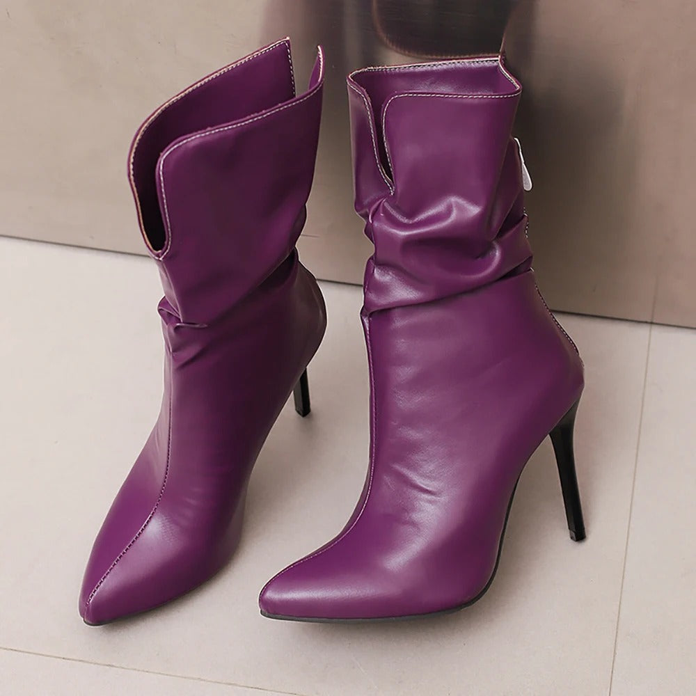 Pointed Toe High Heel Lady Mid-Calf Boots