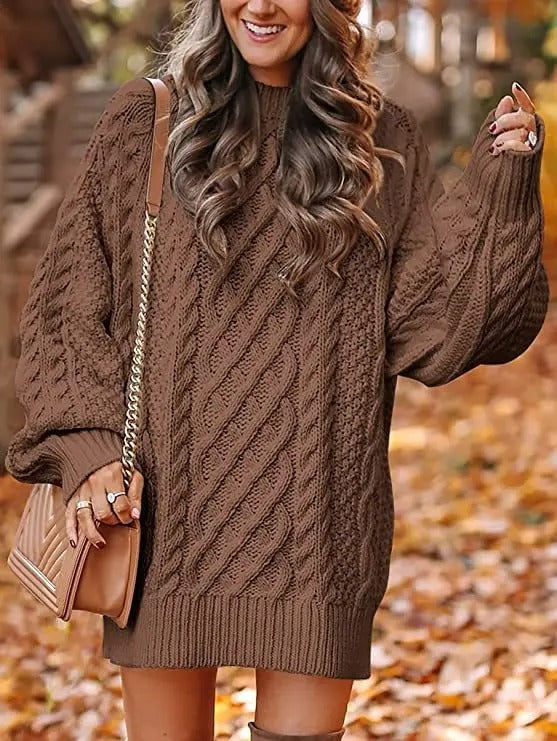 Cozy Women's Long Sleeve Cable Knit Sweater
