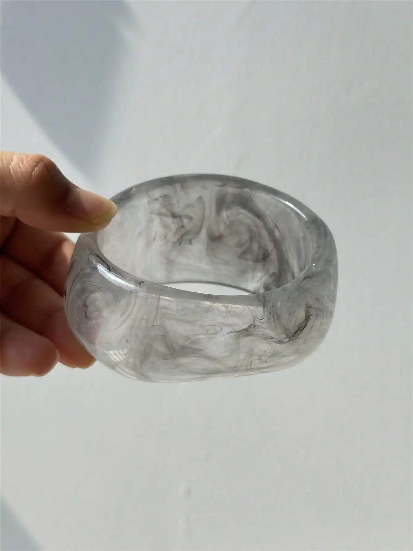 Transparent Gray-Black Resin Bracelet