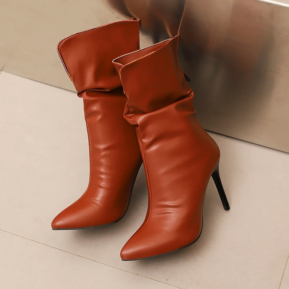 Pointed Toe High Heel Lady Mid-Calf Boots