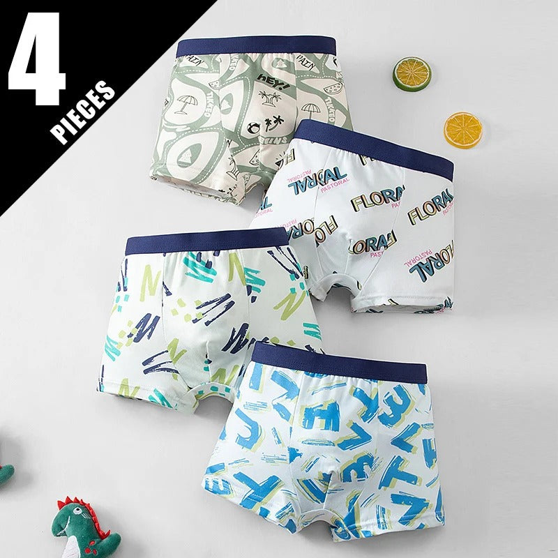 4 Pcs Children's Dinosaur Game Machine Printing Fashion Boxer Shorts