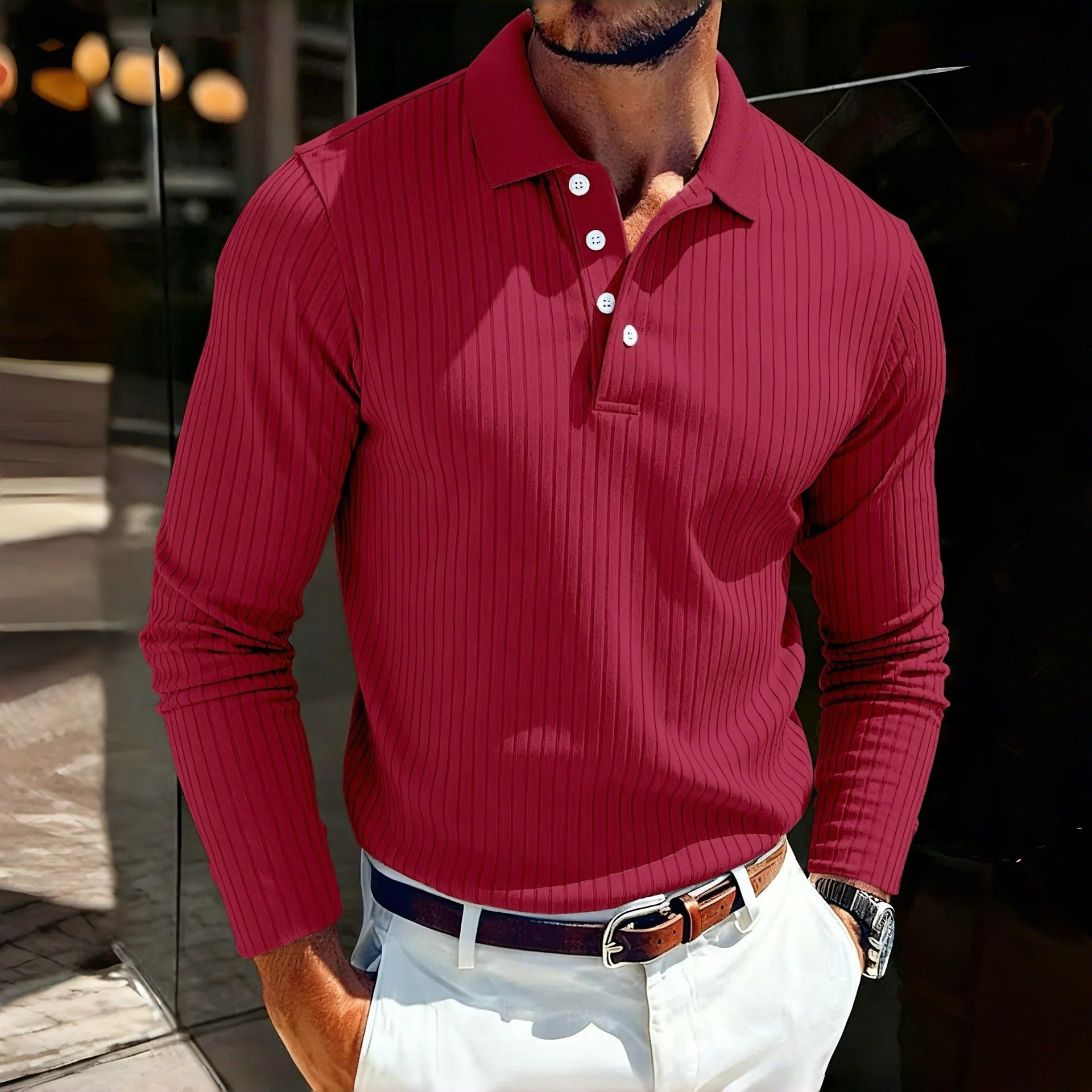 Vintage Striped, Stretch Long-Sleeve, Casual Sporty Style