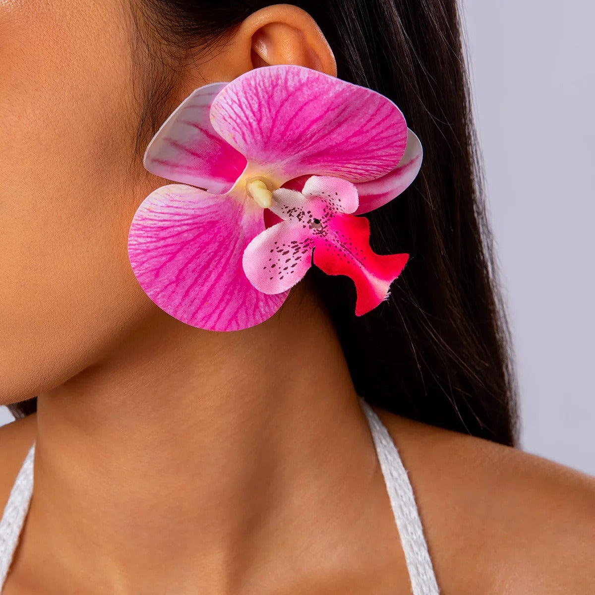 Fashion Butterfly Orchid Stud Earrings for Wome