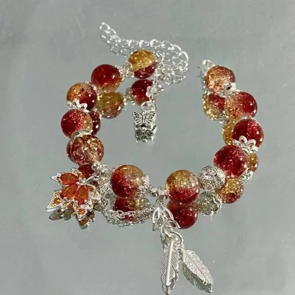 Luxury Red Zircon Maple Leaf Jewelry Set