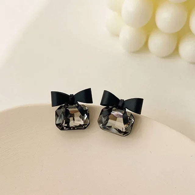 Statement Stud Earrings Fabric Lace Bow Drop Earrings