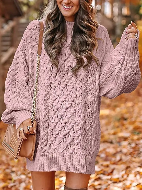 Cozy Women's Long Sleeve Cable Knit Sweater