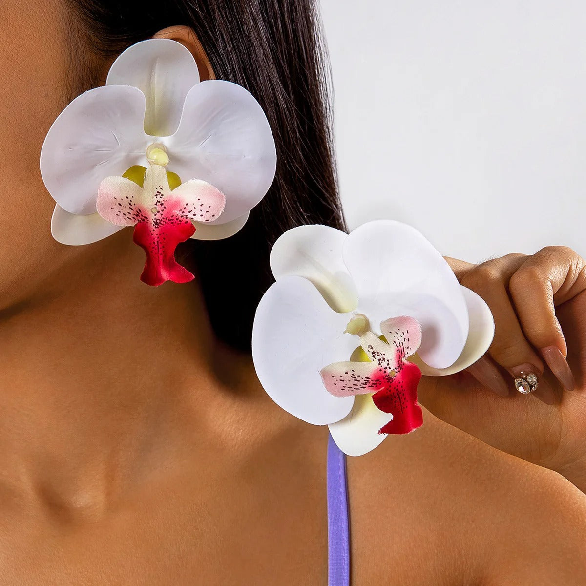 Fashion Butterfly Orchid Stud Earrings for Wome
