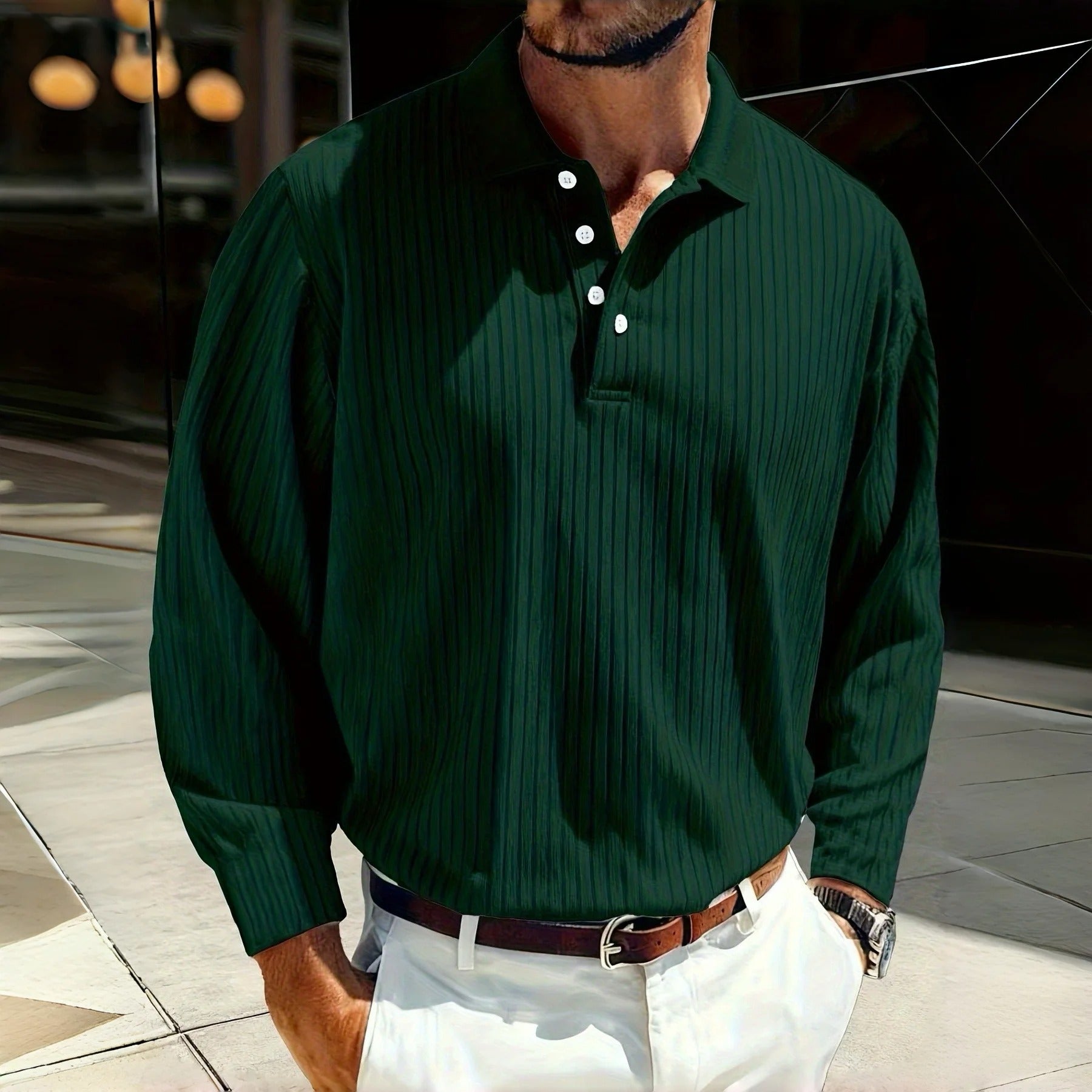 Vintage Striped, Stretch Long-Sleeve, Casual Sporty Style