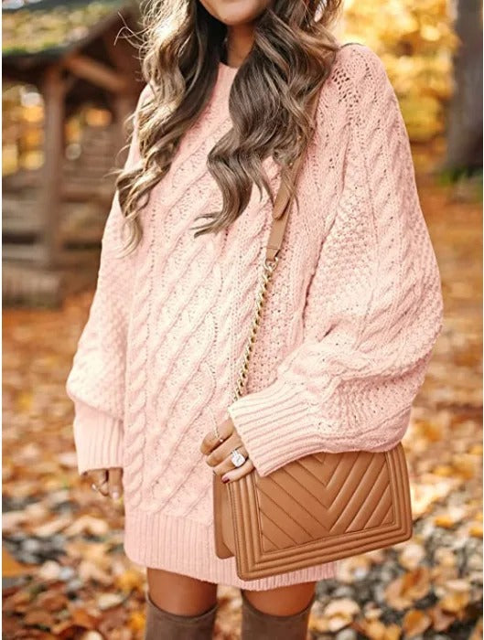 Cozy Women's Long Sleeve Cable Knit Sweater