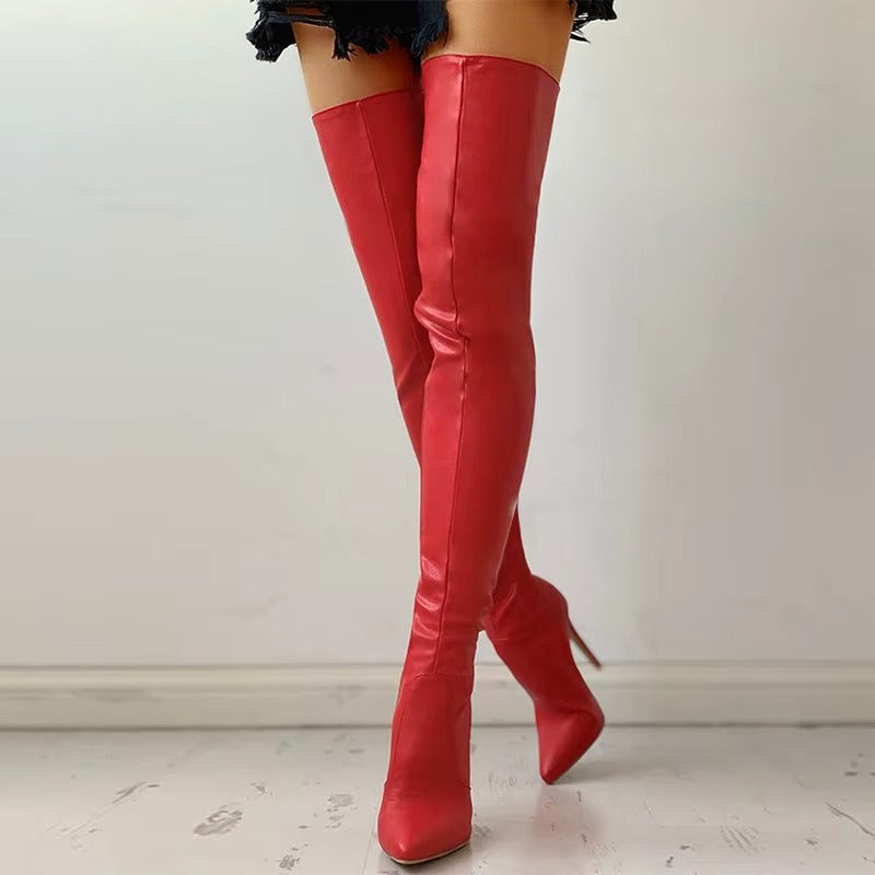 Leather High Heel Boots