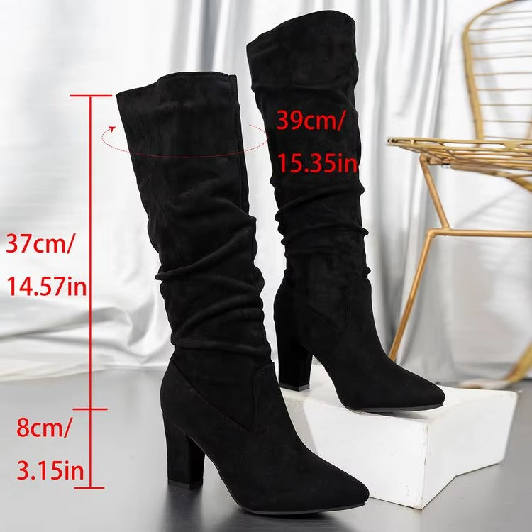 Women suede zipper knee high boot